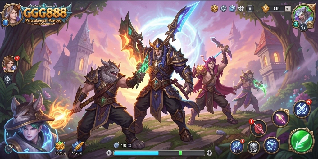 Screenshot dari GGG888 menampilkan pertarungan seru dan pemandangan menawan.
