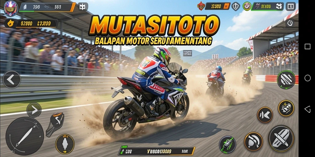 Tampilan aksi balapan motor yang mendebarkan di MUTASITOTO.