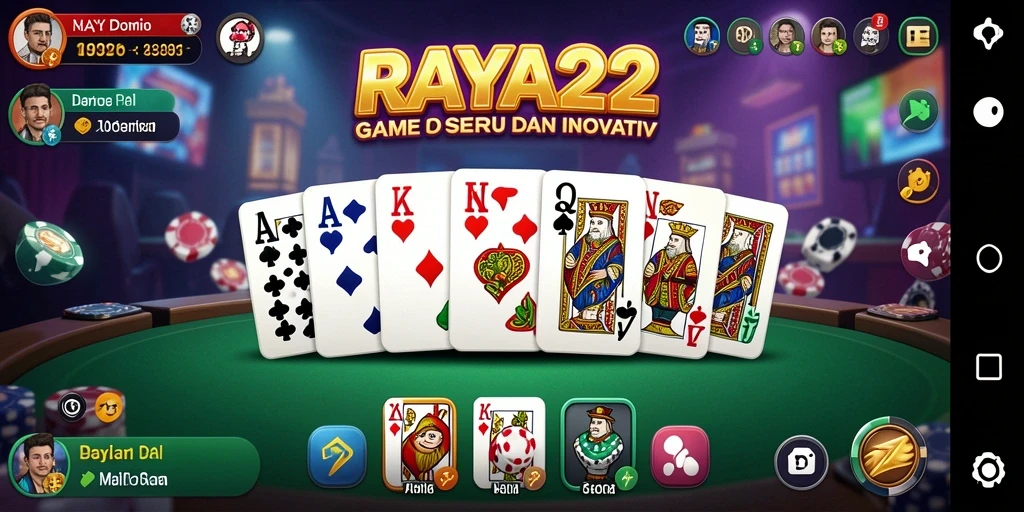 Tangkapan layar gameplay RAYA22, menampilkan suasana bermain domino yang seru.
