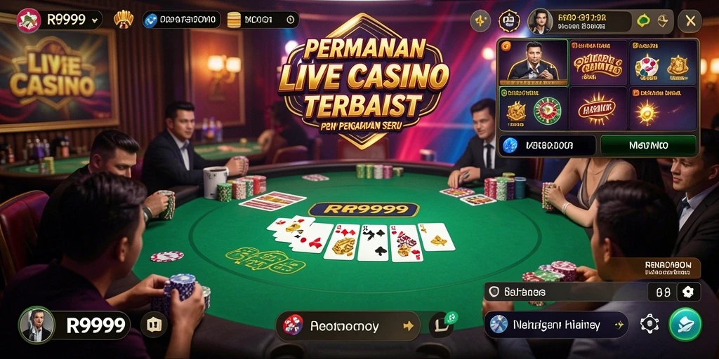 Gameplay menarik RR999 dengan dealer langsung dan suasana kasino otentik.
