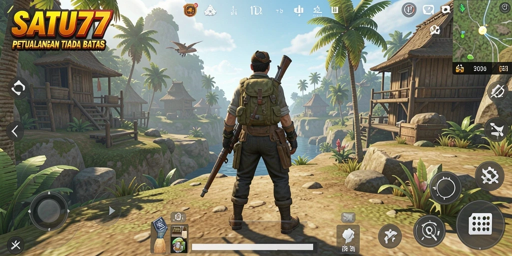 Tangkapan layar dari gameplay luar biasa SATU77 di dunia terbuka.