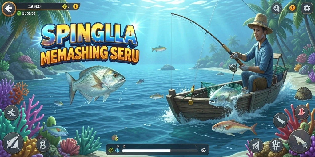 Tampilan gameplay SPINGILA menampilkan pengalaman memancing yang menakjubkan.
