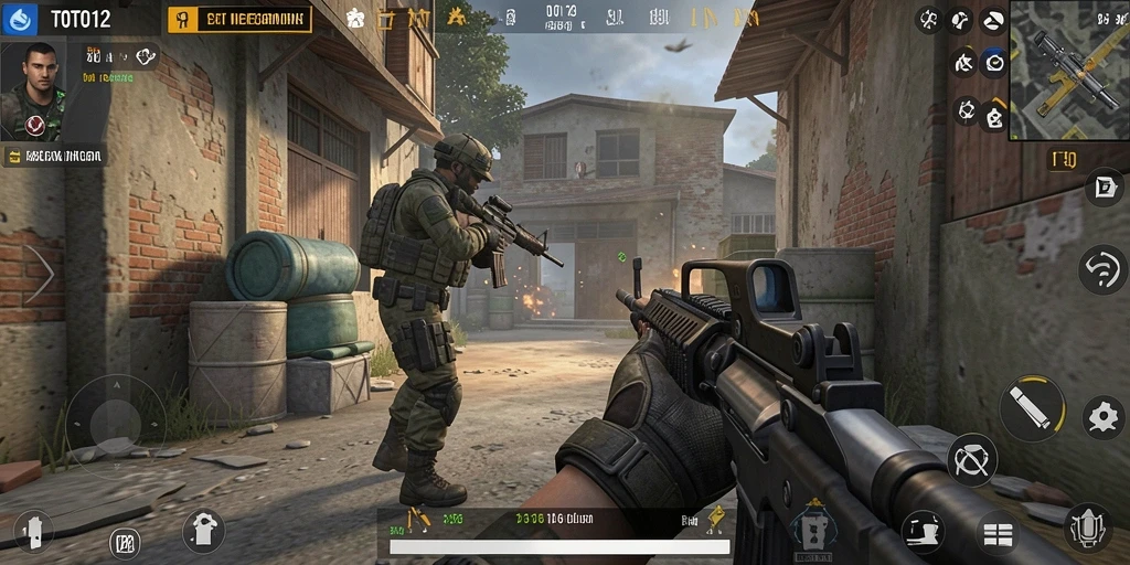 Screenshot menampilkan aksi intens dalam gameplay TOTO12.